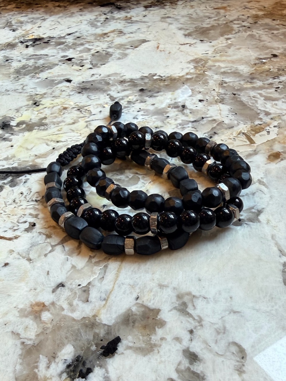 Men’s Black 3 Piece Bead Bracelets